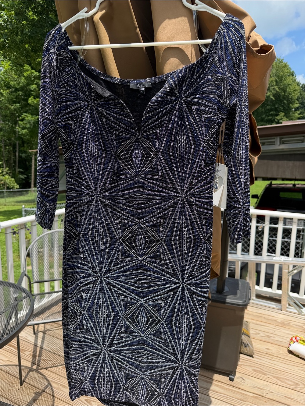 IRIS Los Angeles Geometric Midi Dress - Blue & Black
